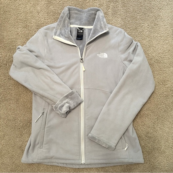 EUC Northface full zip womens jacket medium extremely warm side zip pockets grey - Picture 1 of 9